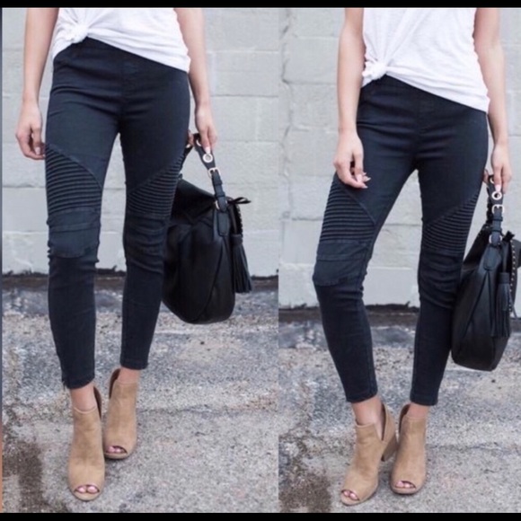 Glamvault Pants - 🖤Last M/L Charcoal Moto Skinny Pants